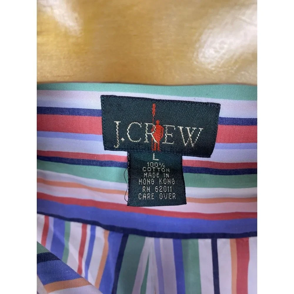 J Crew Mens‎ Cotton Oarsmen Button Front Shirt Multicolor Stripes Large- Read